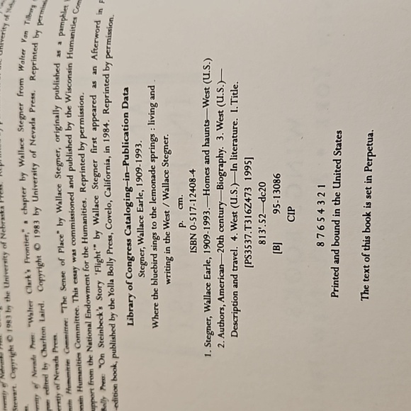 Wallace Stregner Where the Bluebirds Sings to the Lemonade Springs Wings Books - Picture 10 of 17